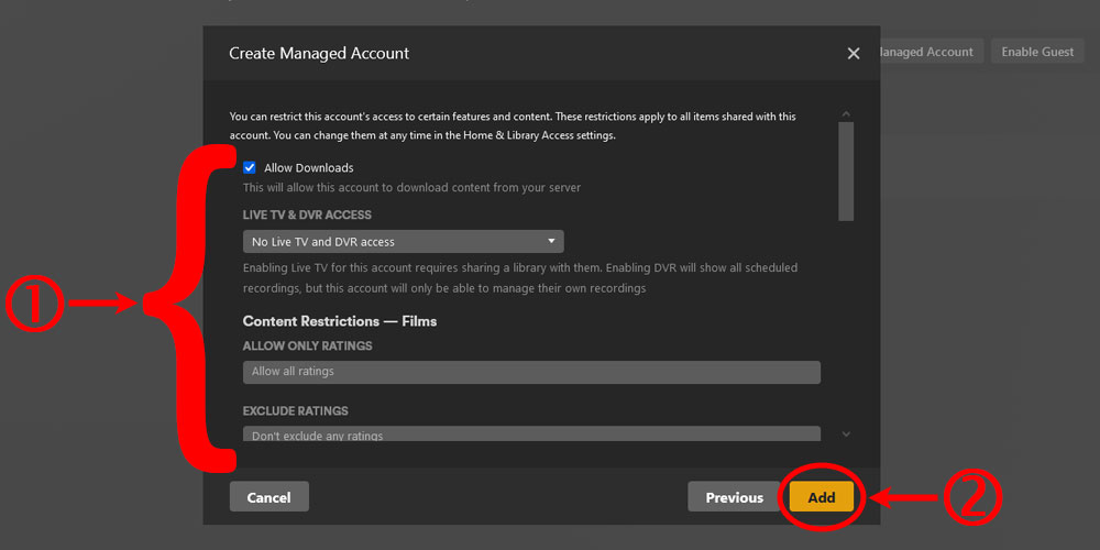 Select Restrictions for the Managed Account.