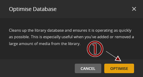 The Optimize Database Dialog in Plex.