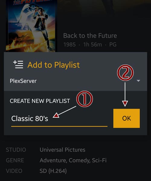 Playlists - Add to Playlist Dialog.