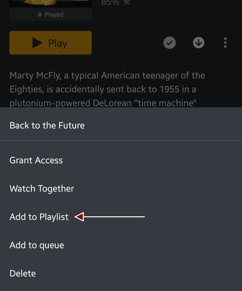 Playlists - Add to Playlist Option.