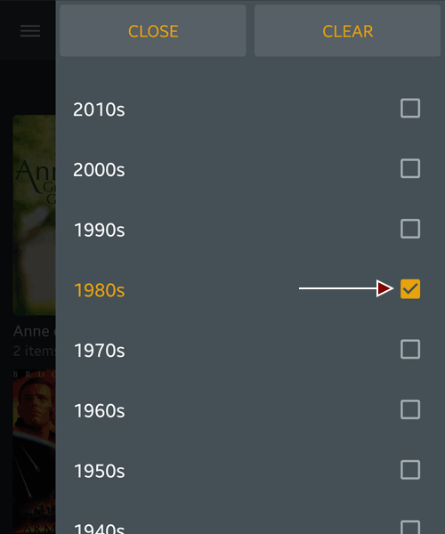 Playlists - The 1980s Decade Filter Option.