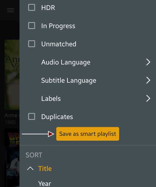 Playlists - Save as a Smart Playlist Button.