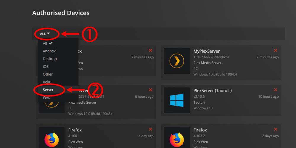Filtering Authorized by Servers in Plex.