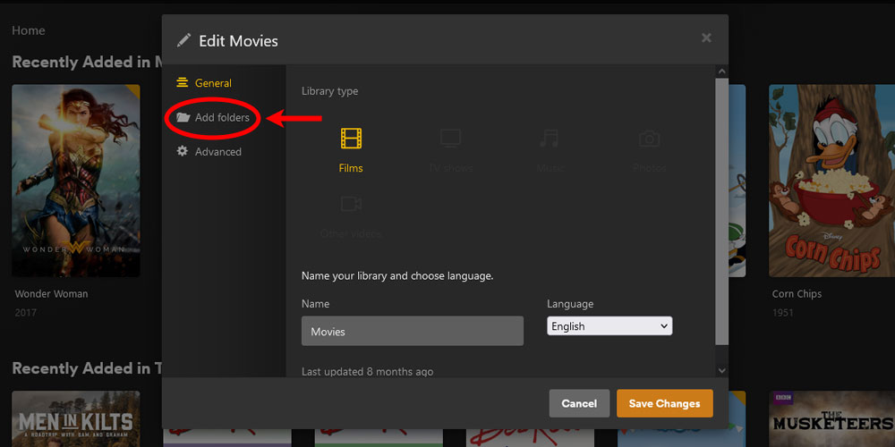 Add Folders Option in Plex