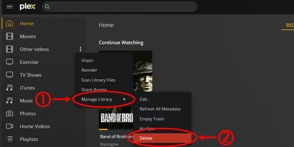 Plex Delete Library Option.