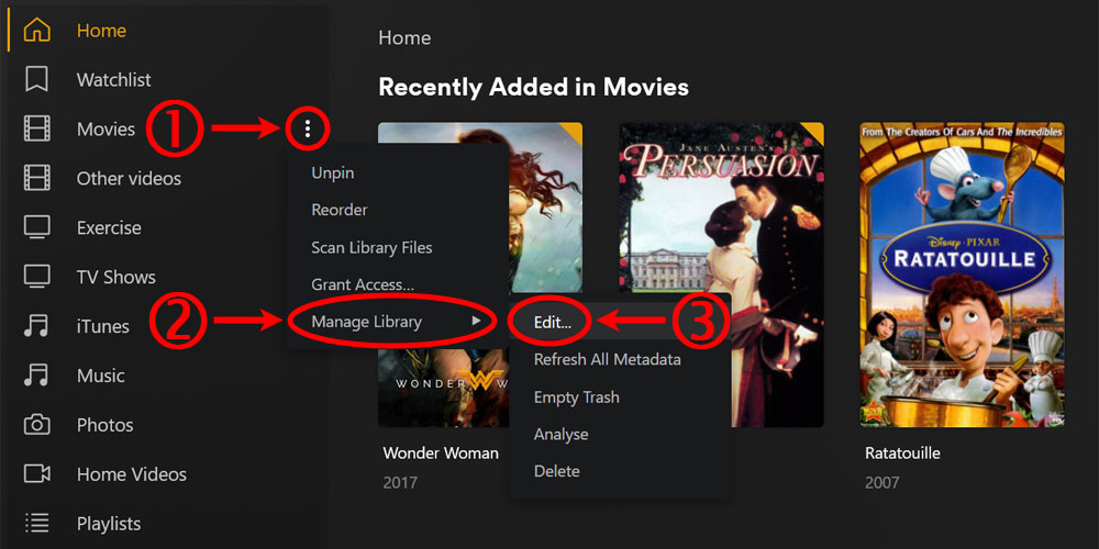 Plex Manage Library - Edit Option