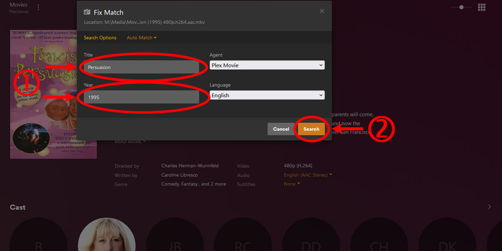 Plex Fix Match Search Options.