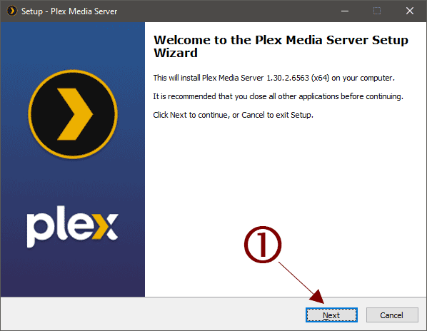 The Plex Media Server Windows welcome screen