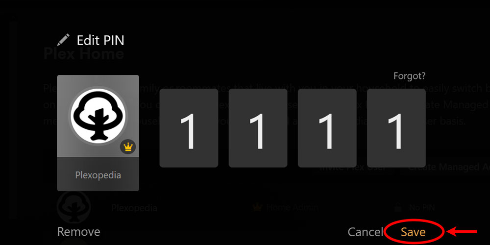 Saving the User's Changed PIN in Plex.