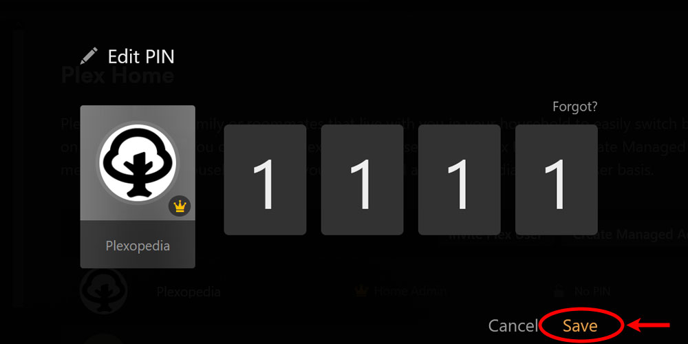 Saving the User's PIN in Plex.