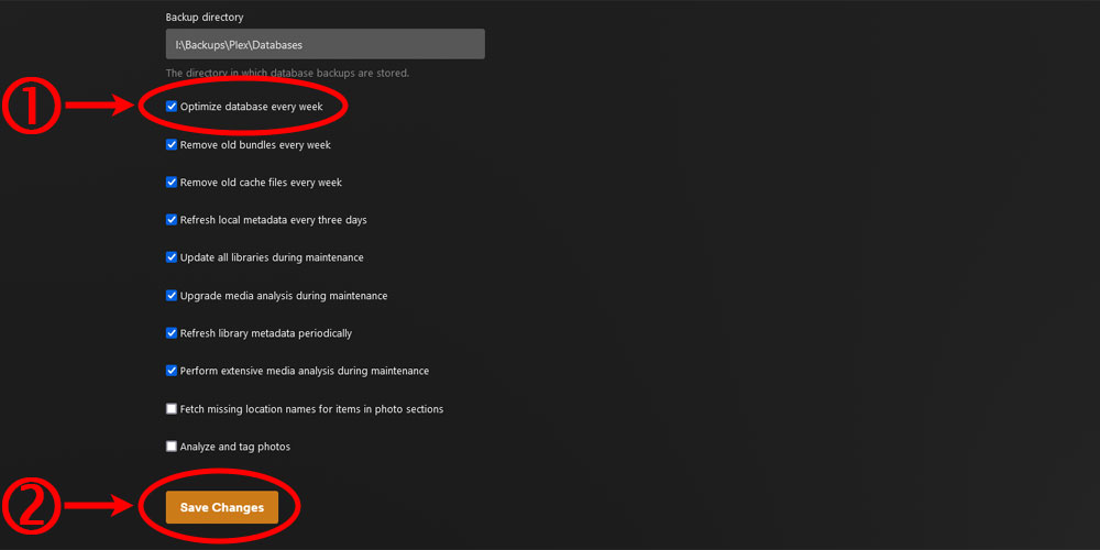 Optimize database every week option in Plex.