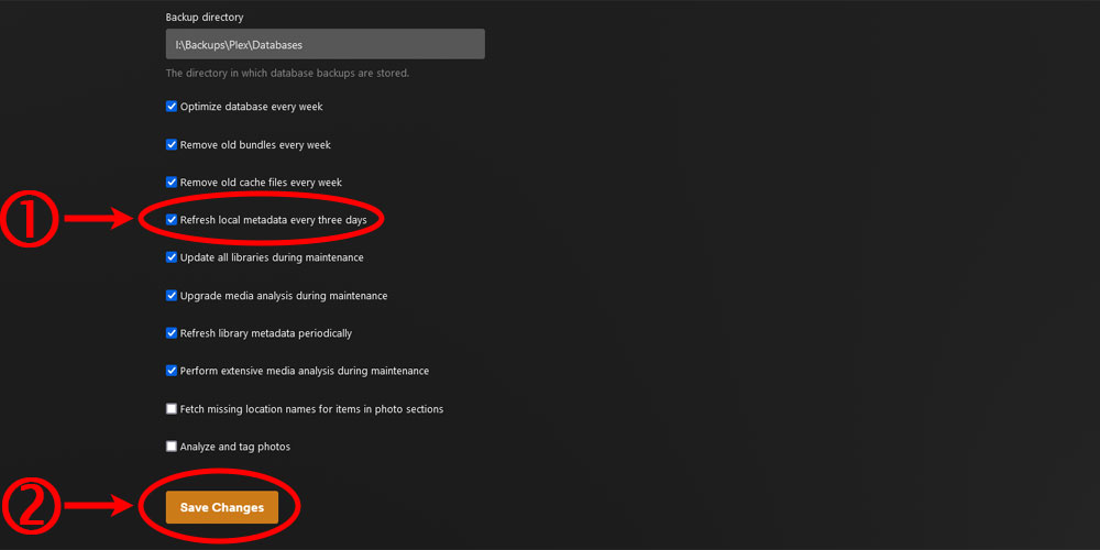 Refresh Local Metadata Every Three Days Option in Plex.
