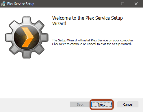 The PmsService installation start window