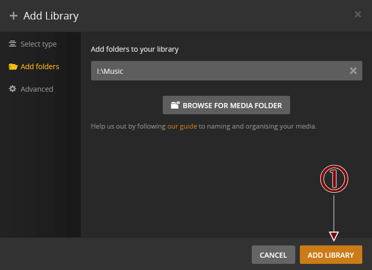 Plex Settings - Finish Adding Music Library.