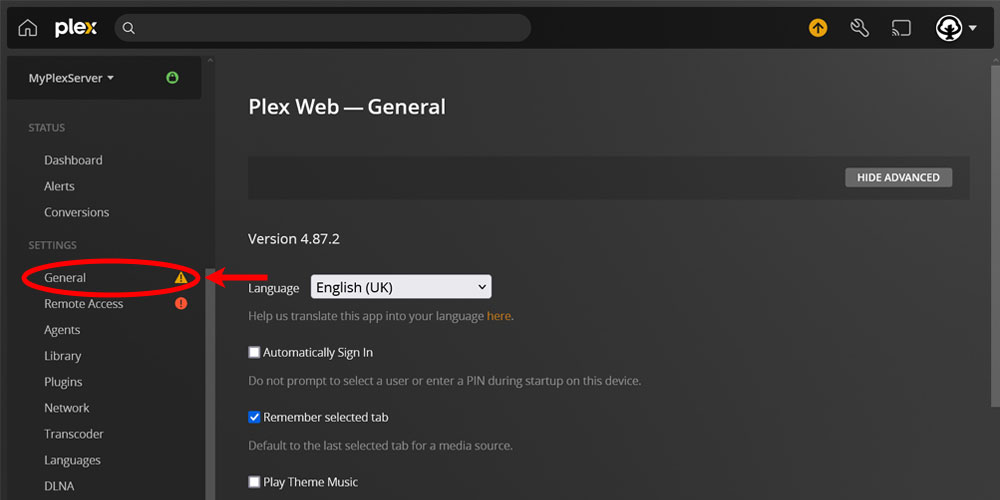 Plex General Option.