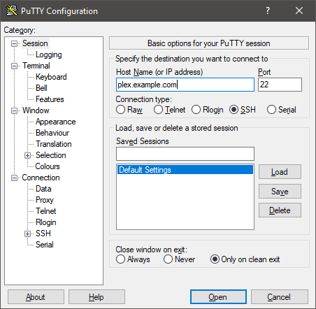 Plex Server Name and Port Specified.