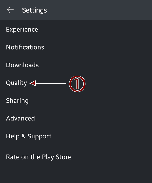 The Quality Menu Option - Plex for Android.