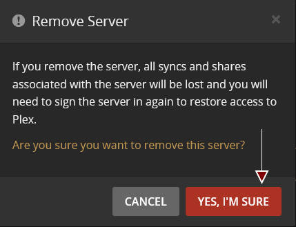Final Remove Server Confirmation in Plex.